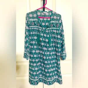 SZ blockprints dress Green and Purple Block Print Beach Cover Up Tunic